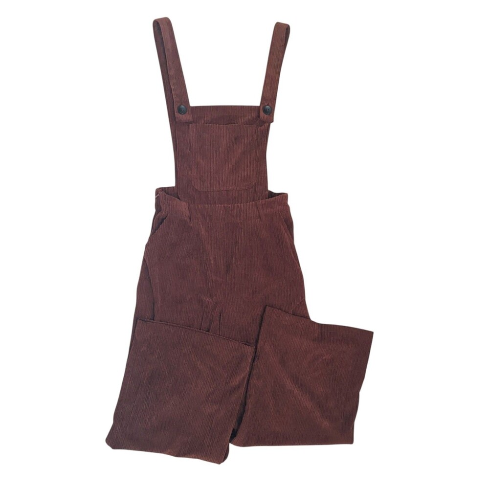 Corduroy Overalls Milk Chocolate Brown Zipper Medium